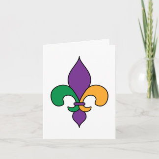Cartão Mardi Gras Fleur de Lis Purple Yellow