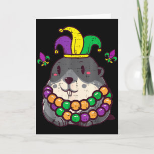 Cartão Mardi Gras Groundhog Terça-Feira Gorda Woodchuck H
