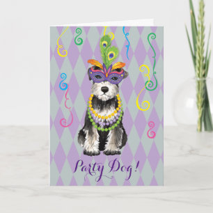 Cartão Mardi Gras Mini Schnauzer