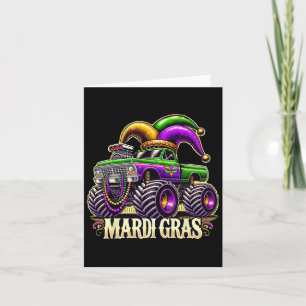 Cartão Mardi Gras Monster Truck Jester Carnival Girls Kid
