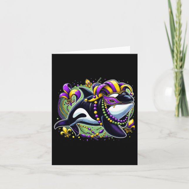 Cartão Mardi Gras Orca Whale (Frente)