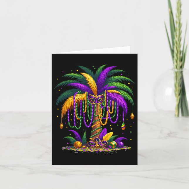Cartão Mardi Gras Palm Tree Hawaiai Tropical Party Men W (Frente)