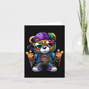 Cartão Mardi Gras Para Meninos Urso De Pão De Pão De Pão 