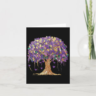 Cartão Mardi Gras Tree Miçanga New Orleans 2025 Watercolo