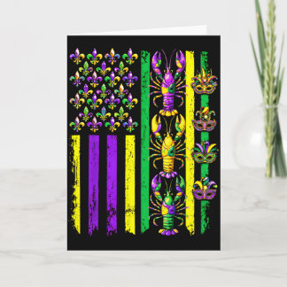 Cartão Mardi Gras Usa American Flag Crawfish Carnival Men