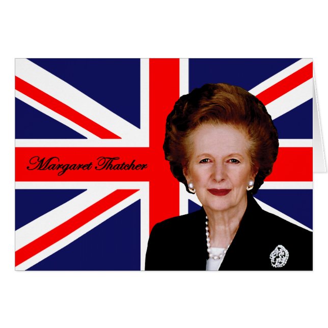 Cartão Margaret Thatcher - Bandeira Britânica (Frente Horizontal)