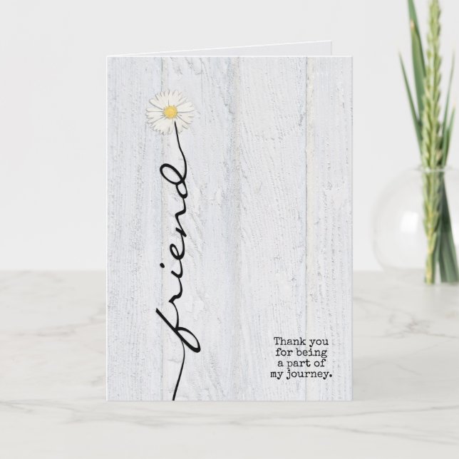 Cartão margarida amiga flor em obrigado de madeira (Frente)