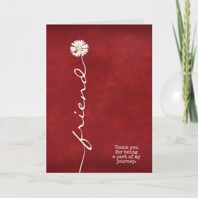 Cartão margarida com ladybugs para obrigado amigo (Frente)