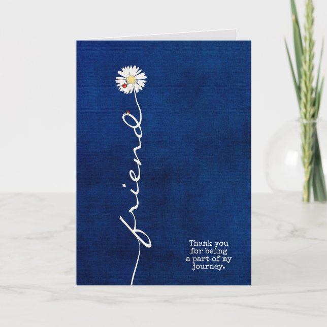 Cartão margarida com ladybugs para obrigado amigo (Frente)