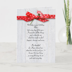 Cartão Margarida de aniversário de mães em fita e madei