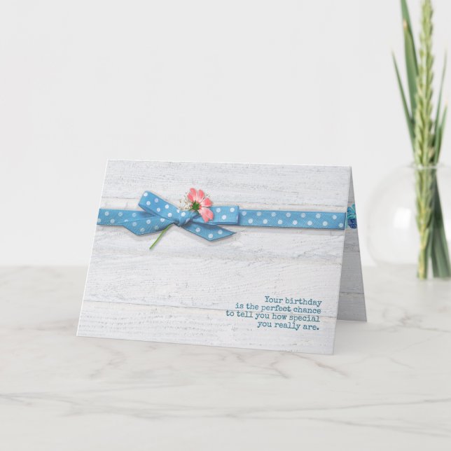 Cartão margarida em fita de bolinhas para amigo (Frente)