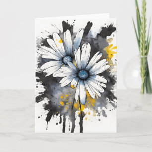 Cartão Margarida - Flores em aquarela
