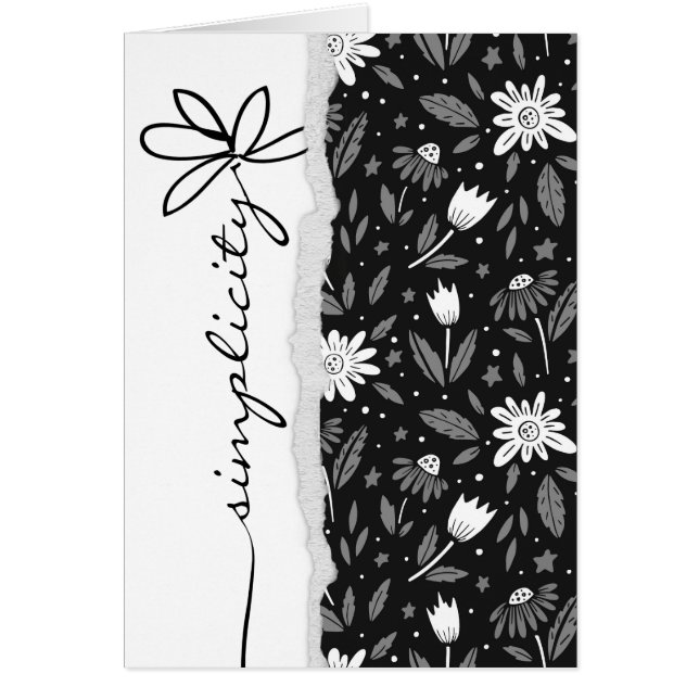 Cartão margarida negra com simplicidade de palavras (Frente)