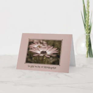 Cartão Margarida Rosa de Aniversário de Stepfilha
