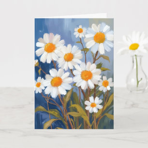 Cartão Margaridas Brancas Flores Aquarela Pintadas