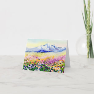 Cartão Margaridas selvagens da montanha em aquarela perso