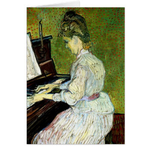 Cartão Marguerite Gachet no Piano por Vincent van Gogh