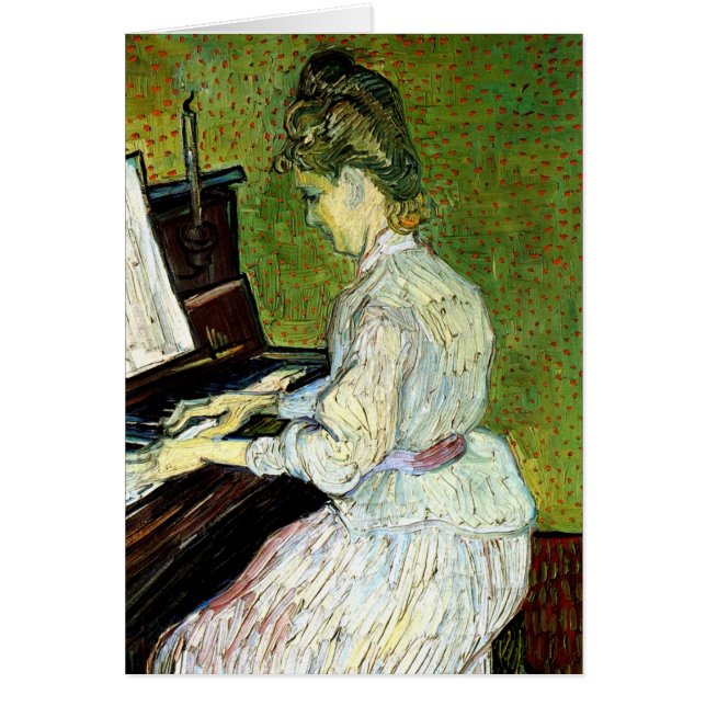 Cartão Marguerite Gachet no Piano por Vincent van Gogh (Frente)