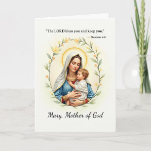 Cartão Maria Mãe de Deus Paz e Bênçãos Escritura