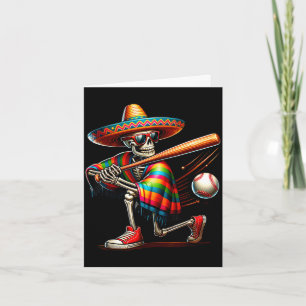 Cartão Mariachi esqueleto beisebol cinco de maio mexicano