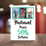 Cartão Marido 50th Happy Birthday 3 Photo Collage<br><div class="desc">Ponha um sorriso num rosto com este cartão personalizado de colagem de fotos de 50 anos para o seu marido. - Basta clicar para personalizar este design 🔥 As minhas promessas - Este design é único e foi concebido consigo 🙏 Obrigado por apoiar a minha pequena empresa - Se preferir...</div>