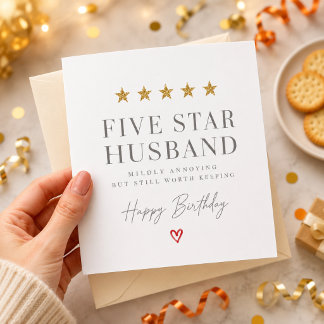 Cartão Marido Cinco Estrelas Aniversário