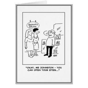 Cartão Marido com Olhos Fechados Espera para se Surpreend