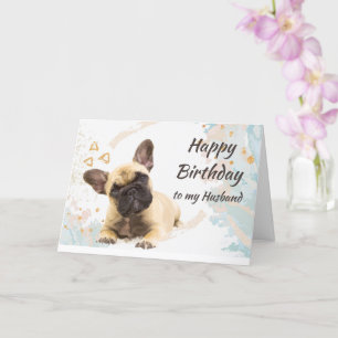 Cartão  Marido de Aniversário Cão Cachorro Francês
