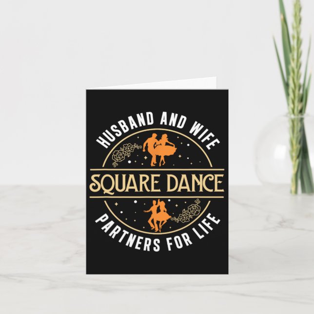 Cartão Marido E Esposa Cute Square Dancing Parceiro A Squ (Frente)