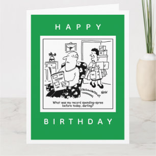 Cartão Marido em choque com o Cartoon de Gasto da Esposa