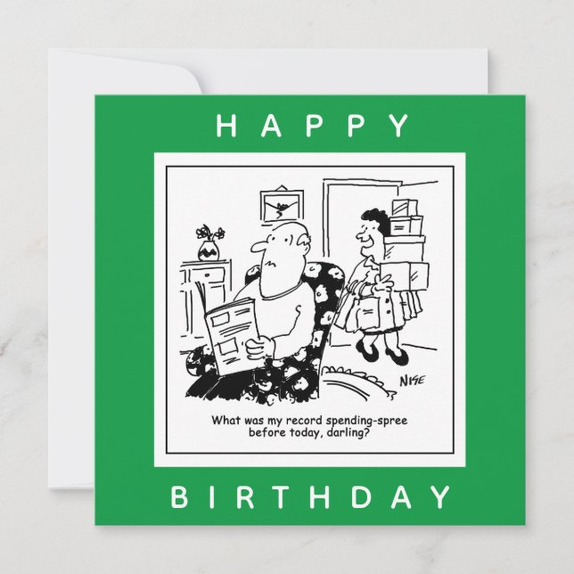 Cartão Marido em choque com o Cartoon de Gasto da Esposa (Frente)