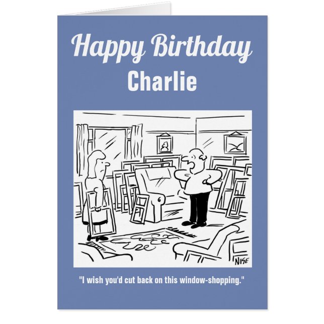 Cartão Marido Encontra Esposa Ainda Comprando Janela (Frente)