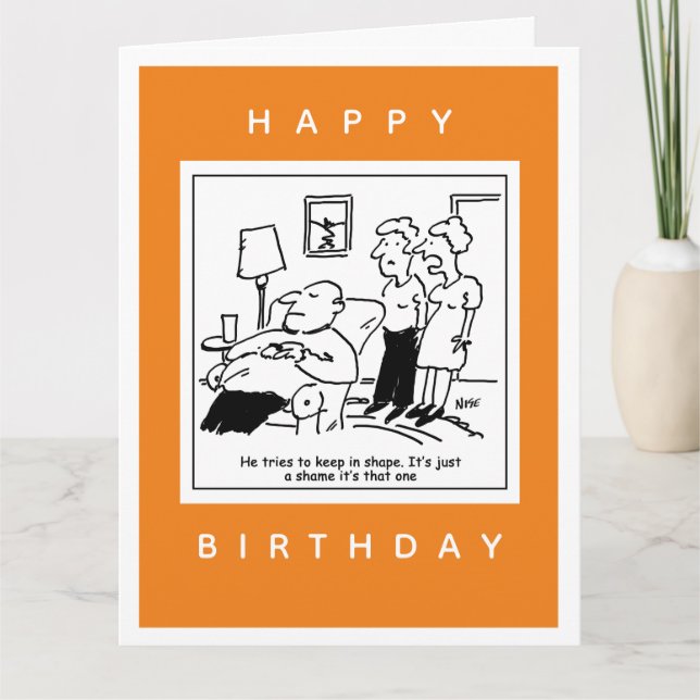 Cartão Marido gosta de ficar em forma Cartoon (Frente)