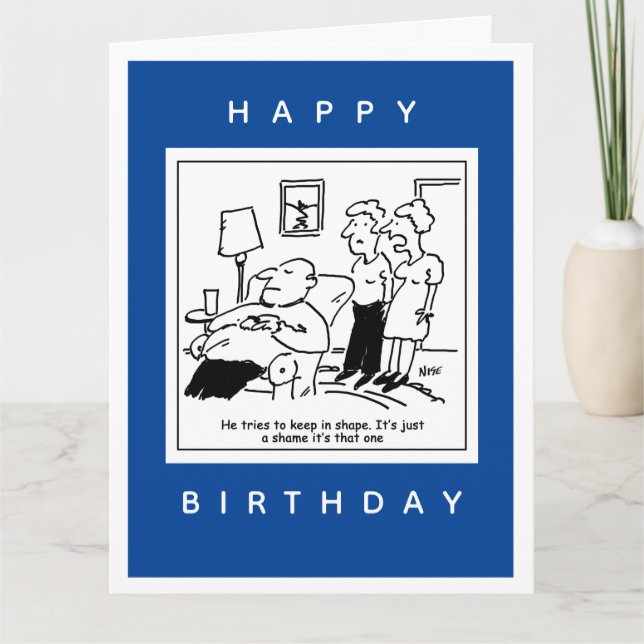 Cartão Marido gosta de ficar em forma Cartoon (Frente)