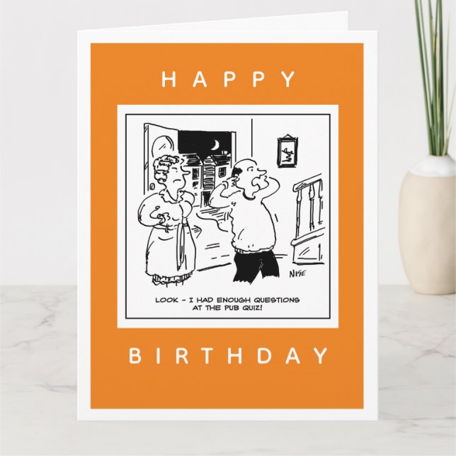 Cartão Marido não quer questionar desenho animado (Frente)