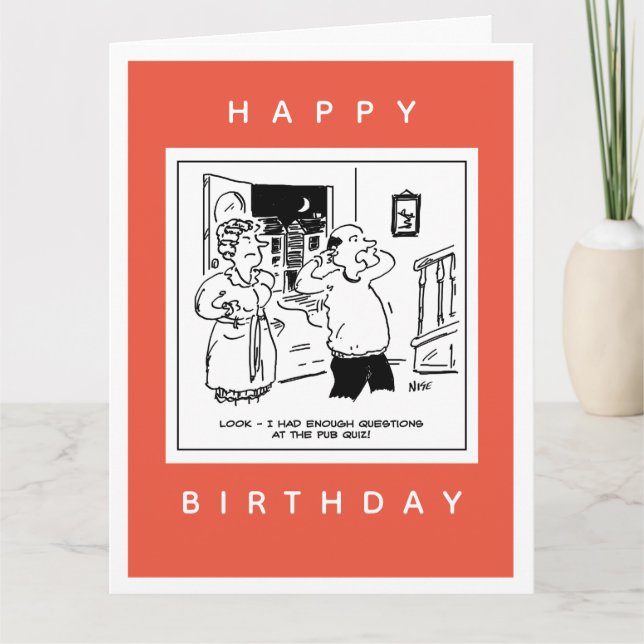 Cartão Marido não quer questionar desenho animado (Frente)