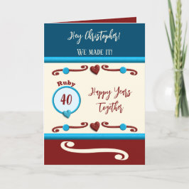 Cartão Marido Ruby, 40 anos, azul