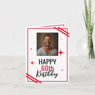 Cartão Marido Vermelho e Branco Simples 60º Aniversário