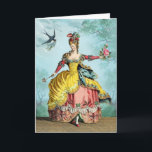 Cartão Marie Antoinette<br><div class="desc">Marie Antoinette  dances with a rose. A delightful Rococo fashion plate makes for a lovely card for that special person.</div>