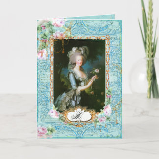 Cartão Marie Antoinette com Rosas Rosa e rendas