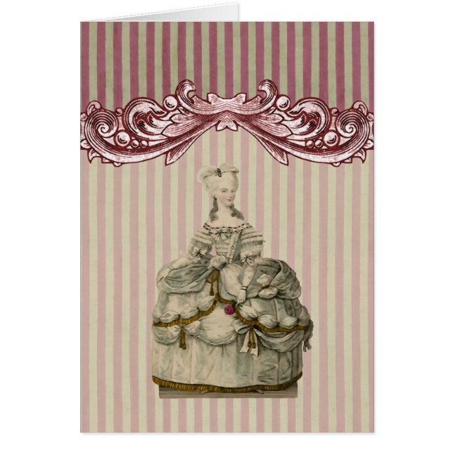 Cartão Marie Antoinette em vestimenta extravagante - (Frente)