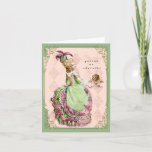 Cartão Marie Antoinette with Cake<br><div class="desc">Marie Antoinette looks back while carrying a chocolate cake. A perfect birthday card for the chocolate lover.</div>