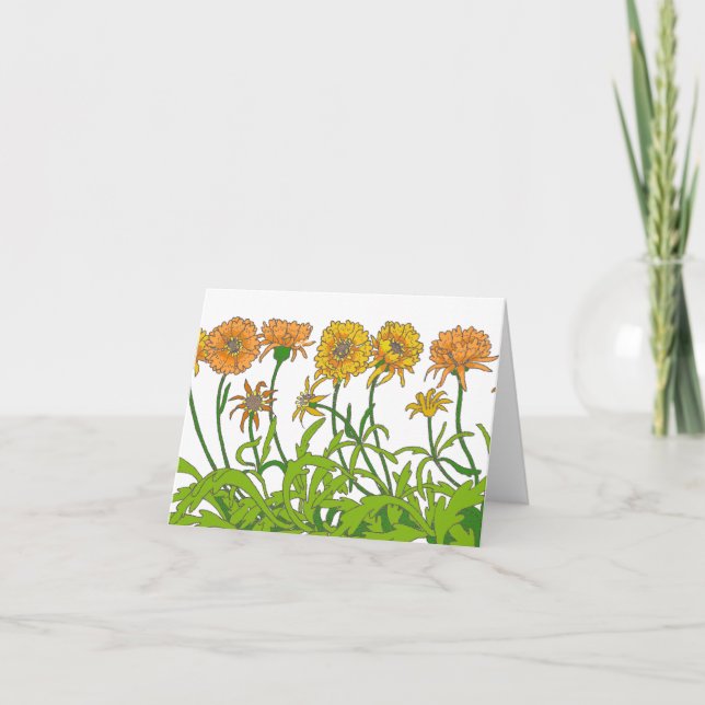 Cartão Marigolds Flowers Notecard (Frente)