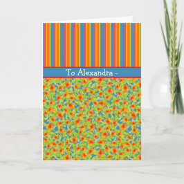 Cartão Marigolds, Stripes Aniversário de Outubro para Per