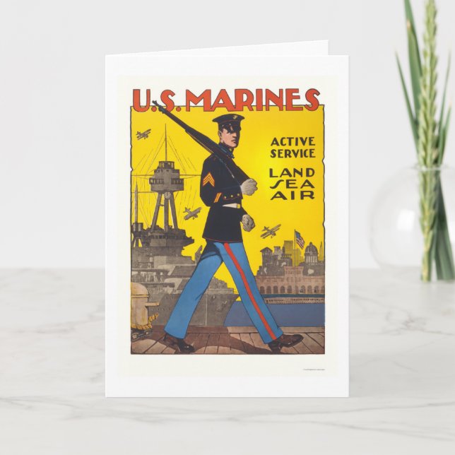 Cartão Marines - serviço ativo - terra, mar, ar (Frente)