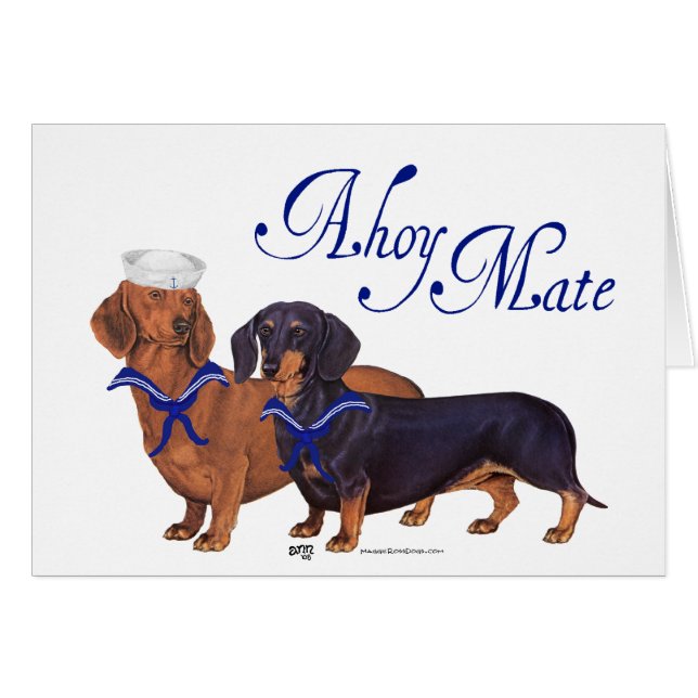 Cartão Marinheiros Dachshund (Frente Horizontal)