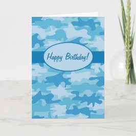 Cartão Marinho Azul Camo Camouflage Feliz Aniversário Per