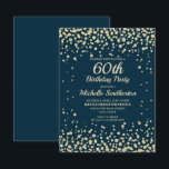 Cartão Marinho Azul Dourado Diamante Brilhante Mulheres 6<br><div class="desc">Azul marinho elegante com brilho de diamante de ouro 60º convite de aniversário para mulheres. Entre em contato conosco para obter ajuda com a personalização ou para solicitar produtos correspondentes.</div>