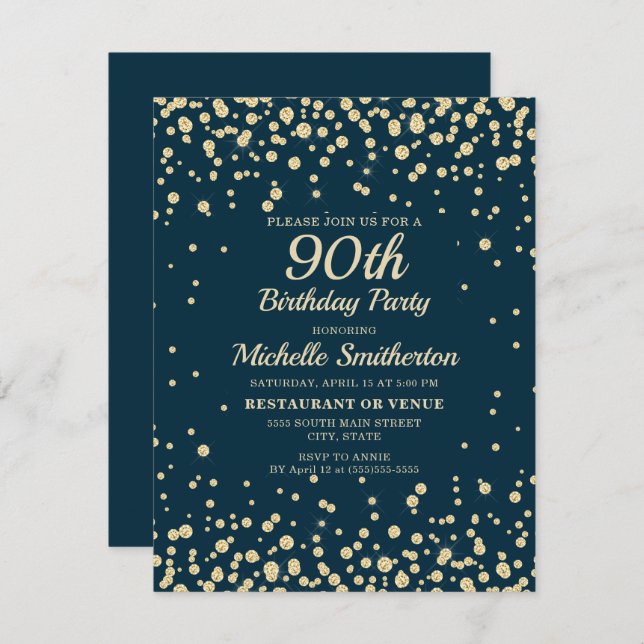 Cartão Marinho Azul Dourado Diamante Brilhante Mulheres 9 (Frente/Verso)