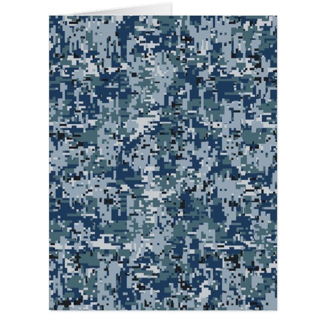 Cartão Marinho Blue Digital Camouflage Decor (Frente)